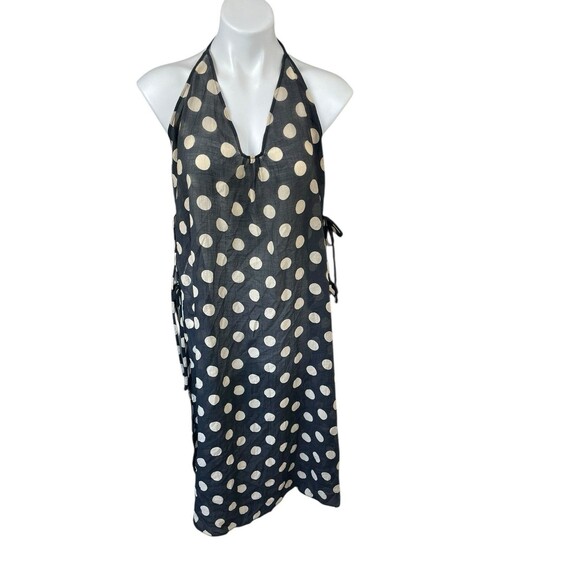 J.CREW Crinkle side-tie dress in dot print Women’s  Size M Halter Sheer Vacation - Picture 3 of 11